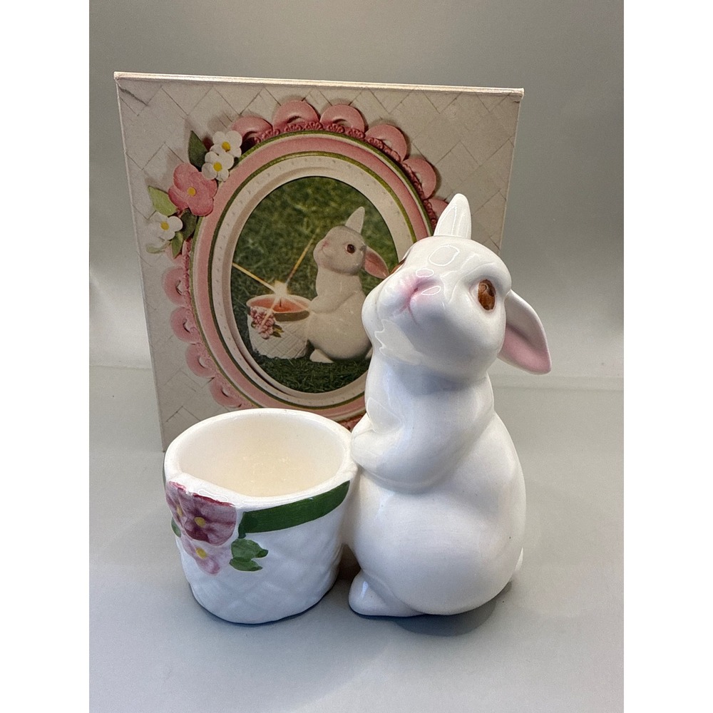 Avon Bunny Bright Vintage Candle Holder Vintage Avon Ceramic 5.5"